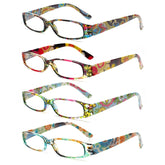 4 Pack Reading Glasses Women's HD Oval Spring Hinge Glasses 109 4C